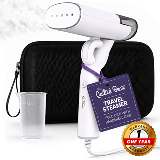 The Quilted Bear Folding 2-in-1 Travel Steamer and Mini Iron with Black Carry Case