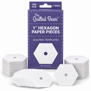 The Quilted Bear 100 English Paper Piecing Templates, 1" Hexagons