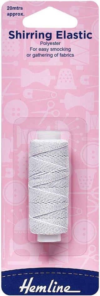 Hemline White Shirring Elastic 20m x 0.75mm