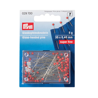 Prym Super Fine Glass-Headed Pins 0.40 x 35mm - 5g Red