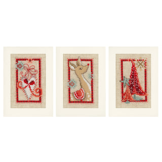 Vervaco Christmas Symbols Greeting Crads Counted Cross Stitch Kit Set of 3