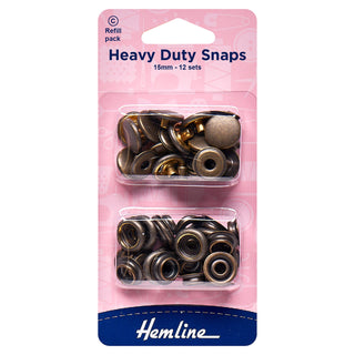 Hemline Antique Brass Heavy Duty Snaps Refill Pack 15mm