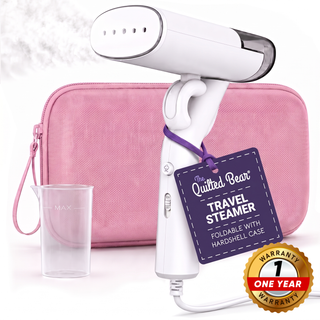 The Quilted Bear Folding 2-in-1 Travel Steamer and Mini Iron with Pink Carry Case
