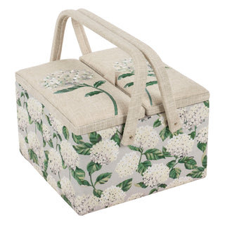 Hobby Gift Sewing Box (L): Twin Lid: Square: Hydrangea