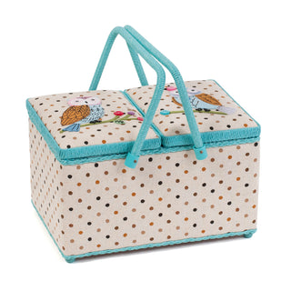 Hobby Gift Sewing Box (L): Twin Lid: Appliqué Owl