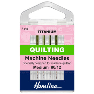 Hemline Medium Titanium Machine Quilting Needles 80/12