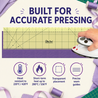 The Quilted Bear 220°C Heat Resistant Hot Ironing Ruler - 4" x 14" - New & Improved