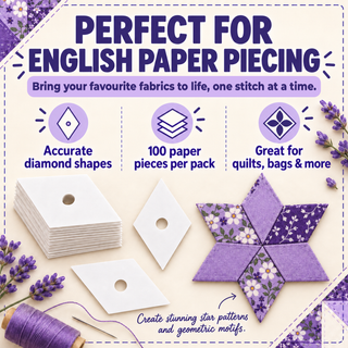 The Quilted Bear 100 English Paper Piecing Templates, 1" Diamonds