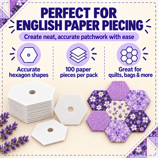 The Quilted Bear 100 English Paper Piecing Templates, 2" Hexagons