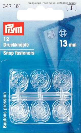 Prym Plastic Sew-On Snap Fasteners 13mm Transparent