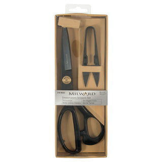 Milward Scissors Gift Set - Dressmaking Heavy Duty Scissors (23cm) and Thread Snips (10cm) Black