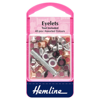 Hemline 5.5mm Assorted Eyelets with Tool