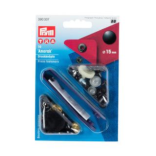 Prym Anorak Non-Sew Fasteners 15mm Black