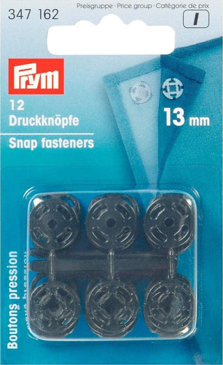 Prym Plastic Sew-On Snap Fasteners 13mm Black 390120