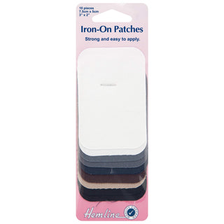 Hemline Assorted Cotton Iron-On Patches 7.5cm x 5cm