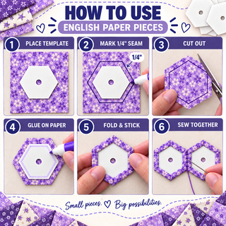 The Quilted Bear 100 English Paper Piecing Templates, 2" Hexagons