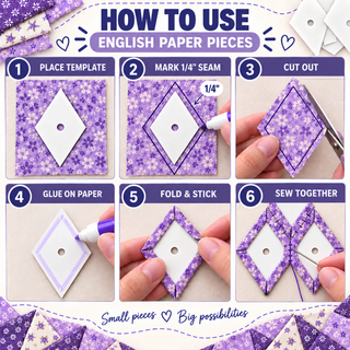 The Quilted Bear 100 English Paper Piecing Templates, 1" Diamonds