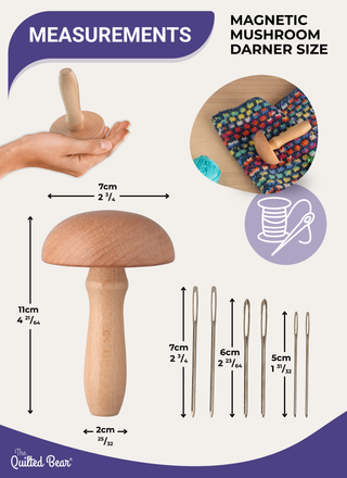 The Quilted Bear Magnetic Mushroom Darner and Needles