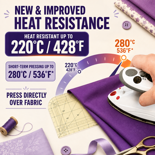 The Quilted Bear 220°C Heat Resistant Hot Ironing Ruler - 4" x 14" - New & Improved