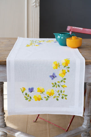 Vervaco Yellow Spring Flowers Runner Embroidery Kit