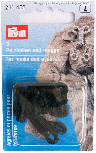 Prym Black Fur Hooks and Eyes - 3 Pieces