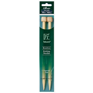 Clover Takumi Bamboo Knitting Needles Single Pointed - 23cm (Various Sizes)