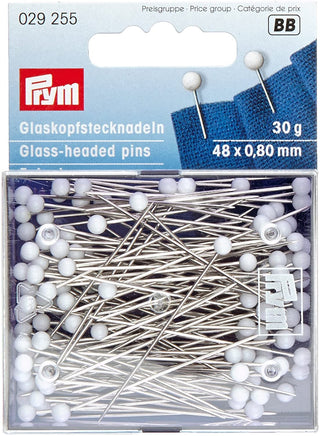 Prym Glass Headed Pins White