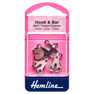 Hemline Large Nickel Hook and Bar 3 Pack