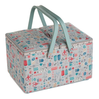 Hobby Gift Sewing Box (L): Twin Lid: PVC Handle: Stitch in Time