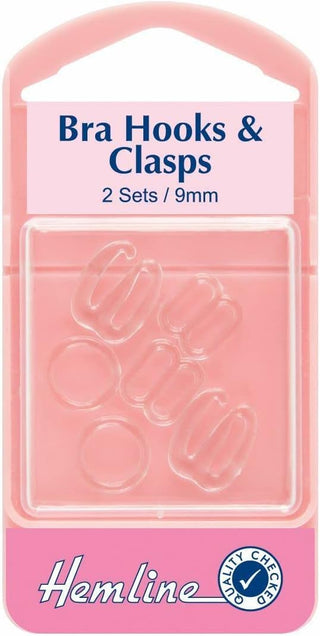 Hemline Clear 9mm Bra Hooks and Clasps