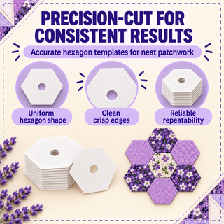 The Quilted Bear 100 English Paper Piecing Templates, 2" Hexagons