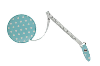 The Quilted Bear Retractable Tape Measure 150cm/60" (Blue Polka Dots)