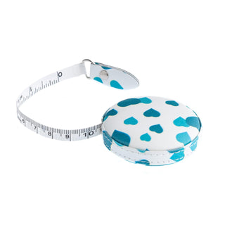 The Quilted Bear Retractable Tape Measure 150cm/60" (Blue Hearts)