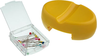 The Quilted Bear Magnetic Pin Dish with 25 Sewing Pins (yellow)