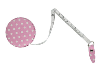The Quilted Bear Retractable Tape Measure 150cm/60" (Pink Polka Dots)
