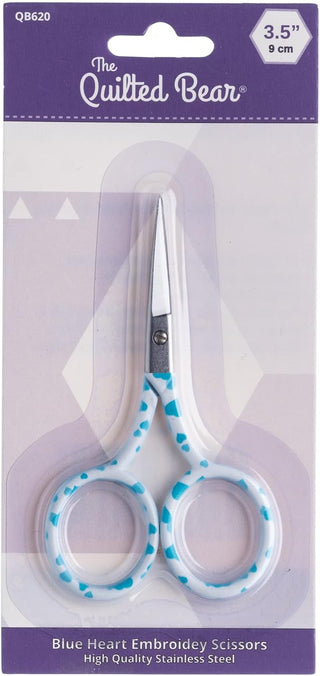 The Quilted Bear Blue Hearts Embroidery Scissors (3.5")