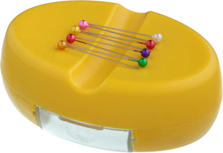 The Quilted Bear Magnetic Pin Dish with 25 Sewing Pins (yellow)