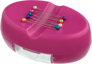 The Quilted Bear Magnetic Pin Dish with 25 Sewing Pins (Pink)