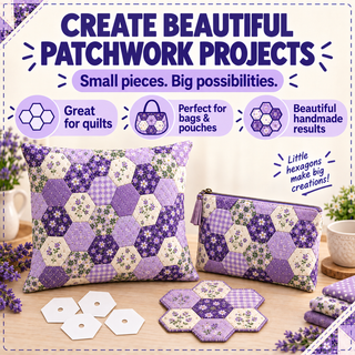 The Quilted Bear 100 English Paper Piecing Templates, 2" Hexagons