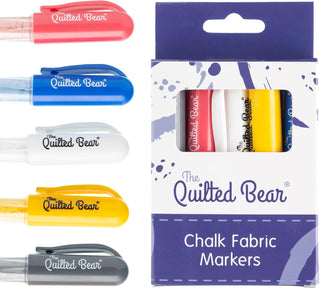 The Quilted Bear Chalk Fabric Markers (red, blue, white, silver and yellow)