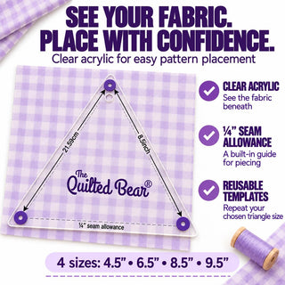 The Quilted Bear Large Quilting Templates - Triangle - Set of 4 (4.5" - 9.5")