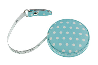 The Quilted Bear Retractable Tape Measure 150cm/60" (Blue Polka Dots)
