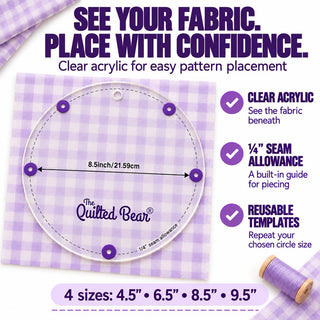 The Quilted Bear Large Quilting Templates - Circle - Set of 4 (4.5" - 9.5")