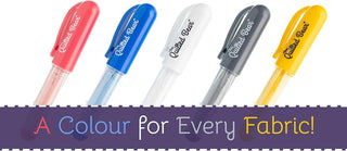 The Quilted Bear Chalk Fabric Markers (red, blue, white, silver and yellow)