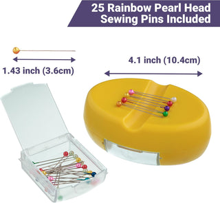 The Quilted Bear Magnetic Pin Dish with 25 Sewing Pins (yellow)