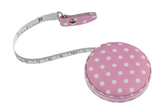 The Quilted Bear Retractable Tape Measure 150cm/60" (Pink Polka Dots)