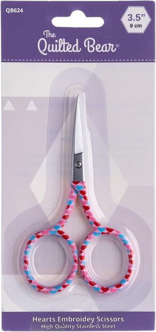The Quilted Bear Pink Hearts Embroidery Scissors (3.5")