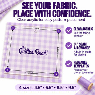 The Quilted Bear Large Quilting Templates - Square - Set of 4 (4.5" - 9.5")