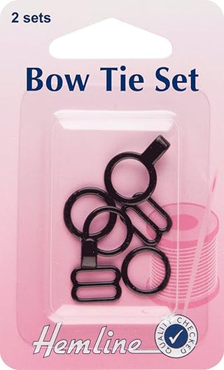 Hemline Black Bow Tie Set