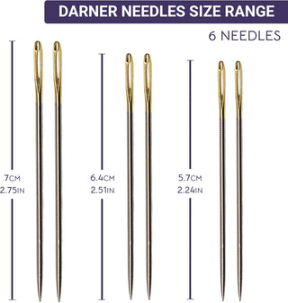 The Quilted Bear Gold Eye Darning Needles with Wooden Case (3/2/1)